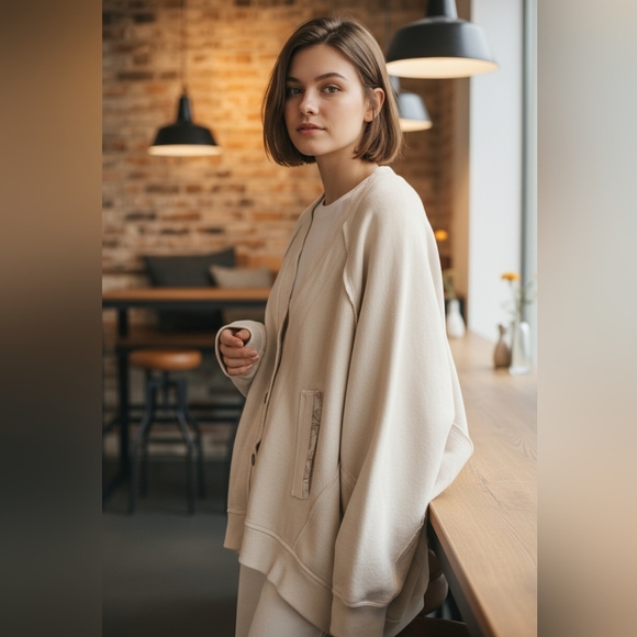 We The Free Beige Button-Up Oversized Cardigan - Picture 2 of 13